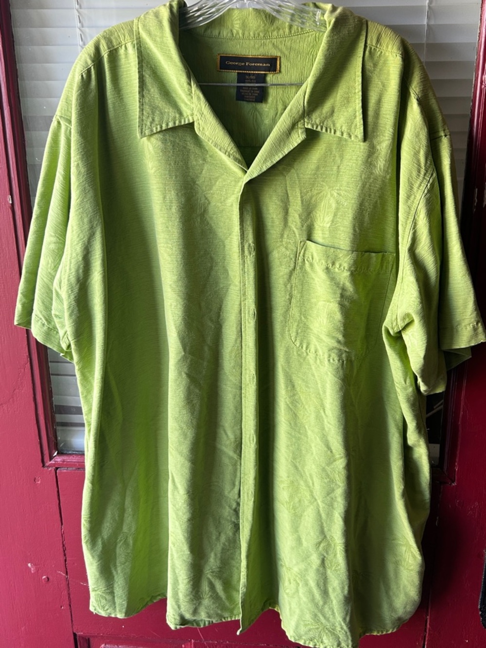 vintage Lime Green Short-Sleeve Camp Shirt by George Forman